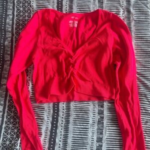 Wild Fable Bright Pink Long Sleeve Crop Top